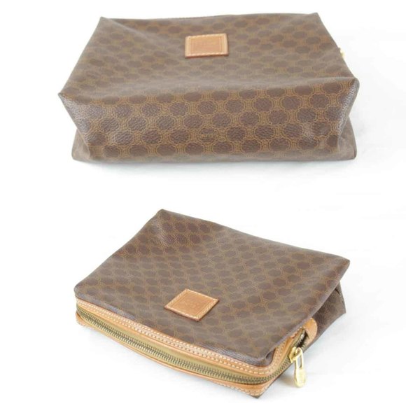 CELINE Macadam Pattern Pouch / Leather Brown Women's 1355240910434T - Picture 6 of 9